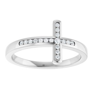 Platinum .08 CTW Natural Diamond Sideways Cross Ring