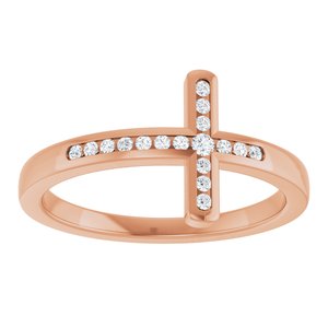 14K Rose Gold .08 CTW Natural Diamond Sideways Cross Ring