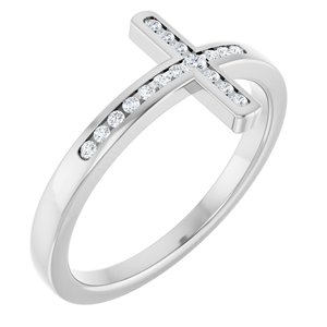 Platinum .08 CTW Natural Diamond Sideways Cross Ring