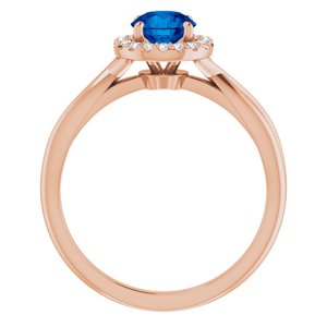 14K Rose Gold Lab-Grown Lab-Grown Blue Sapphire & 1/10 CTW Natural Diamond Ring