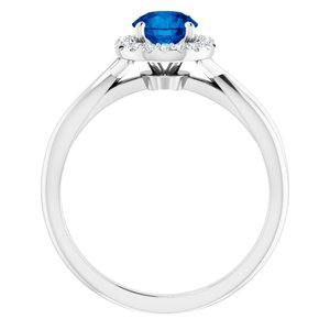 Platinum Lab-Grown Lab-Grown Blue Sapphire & 1/10 CTW Natural Diamond Ring