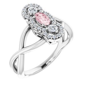 Platinum Natural Pink Morganite & 1/4 CTW Natural Diamond Ring