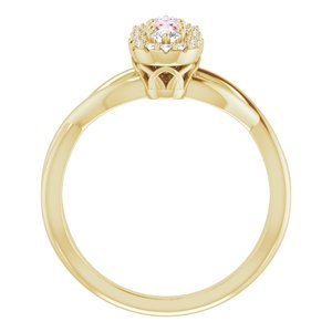 14K Yellow Gold Natural Pink Morganite & 1/4 CTW Natural Diamond Ring