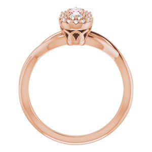 14K Rose Gold Natural Pink Morganite & 1/4 CTW Natural Diamond Ring
