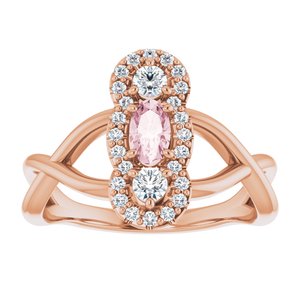 14K Rose Gold Natural Pink Morganite & 1/4 CTW Natural Diamond Ring