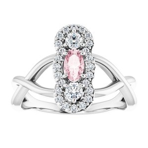 Platinum Natural Pink Morganite & 1/4 CTW Natural Diamond Ring