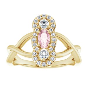 14K Yellow Gold Natural Pink Morganite & 1/4 CTW Natural Diamond Ring