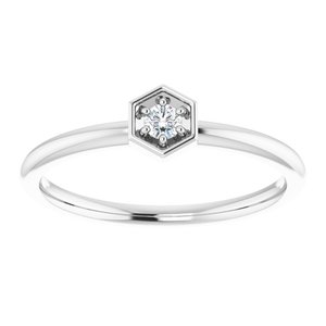 Sterling Silver .06 CTW Natural Diamond Hexagon Stackable Ring