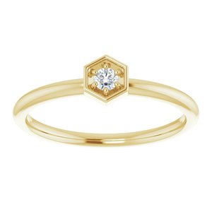 14K Yellow Gold .06 CTW Natural Diamond Hexagon Stackable Ring