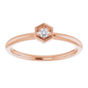 14K Rose Gold .06 CTW  Natural Diamond Hexagon Stackable Ring