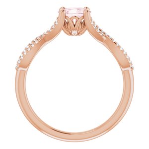 14K Rose Gold Natural Pink Morganite & 1/8 CTW Natural Diamond Ring