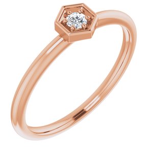 14K Rose Gold .06 CTW  Natural Diamond Hexagon Stackable Ring