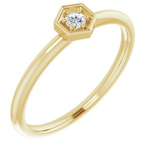 14K Yellow Gold .06 CTW Natural Diamond Hexagon Stackable Ring
