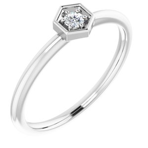 Sterling Silver .06 CTW Natural Diamond Hexagon Stackable Ring