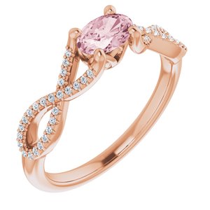14K Rose Gold Natural Pink Morganite & 1/8 CTW Natural Diamond Ring
