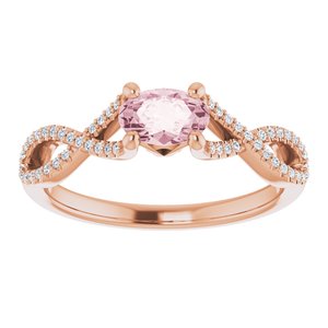 14K Rose Gold Natural Pink Morganite & 1/8 CTW Natural Diamond Ring