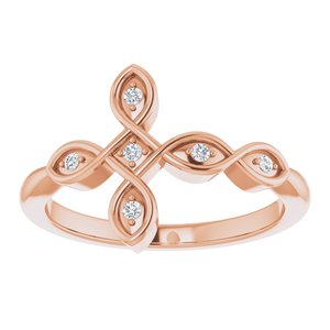14K Rose Gold .05 CTW Natural Diamond Sideways Cross Ring