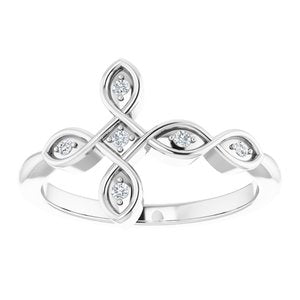 Sterling Silver .05 CTW Natural Diamond Sideways Cross Ring
