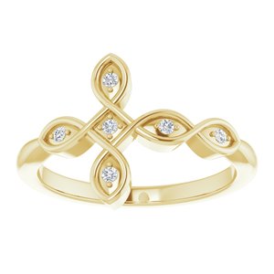 14K Yellow Gold .05 CTW Natural Diamond Sideways Cross Ring