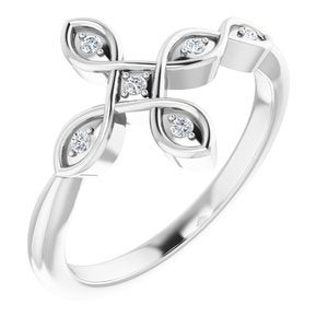 Sterling Silver .05 CTW Natural Diamond Sideways Cross Ring