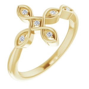 14K Yellow Gold .05 CTW Natural Diamond Sideways Cross Ring