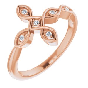 14K Rose Gold .05 CTW Natural Diamond Sideways Cross Ring