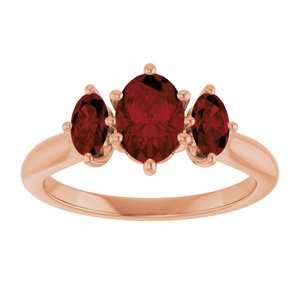 14K Rose Gold 7x5 mm Oval Natural Mozambique Garnet Ring