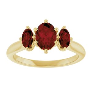 14K Yellow Gold 7x5 mm Oval Natural Mozambique Garnet Ring