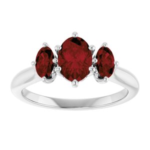 14K White Gold 7x5 mm Oval Natural Mozambique Garnet Ring