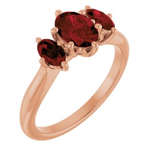 14K Rose Gold 7x5 mm Oval Natural Mozambique Garnet Ring