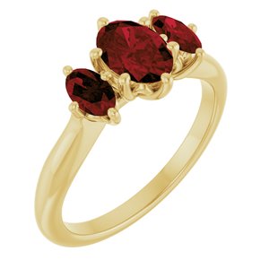 14K Yellow Gold 7x5 mm Oval Natural Mozambique Garnet Ring