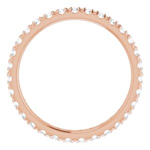14K Rose Gold 7/8 CTW Natual Diamond French Set Eternity Band Size 8