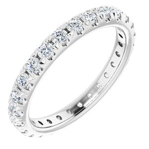 Platinum 1 CTW French Set Natural Diamond Eternity Band Size 9