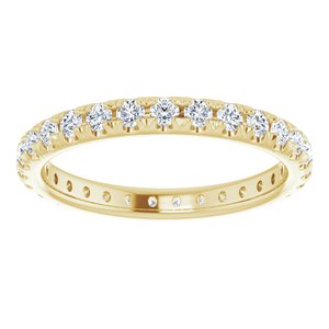 14K Yellow Gold 7/8 CTW French Set Natural Diamond Eternity Band Size 6