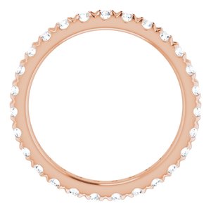 14K Rose 3/8 CTW French Set Natural Diamond Eternity Band Size 3.5