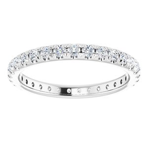 Platinum 7/8 CTW Natual Diamond French Set Eternity Band Size 8