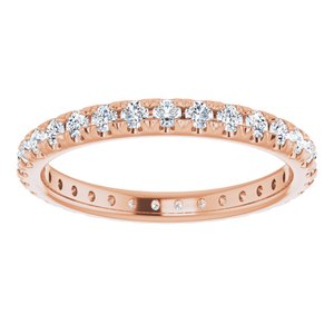 14K Rose Gold 7/8 CTW Natual Diamond French Set Eternity Band Size 7.5