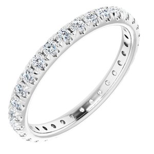 14K White Gold 7/8 CTW Natual Diamond French Set Eternity Band Size 7.5