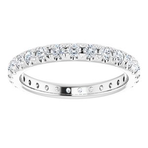 14K White 1/2 CTW French Set Natural Diamond Eternity Band Size 8.5
