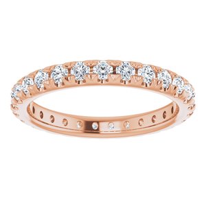 14K Rose 3/4 CTW French Set Natural Diamond Eternity Band Size 3
