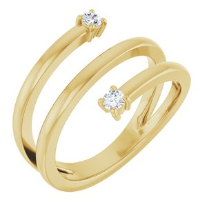 14K Yellow Gold 1/8 CTW Natural Diamond Bypass Ring