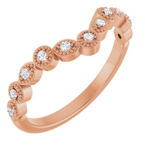 14K Rose 1/10 CTW Natural Diamond Vintage-Inspired Contour Band