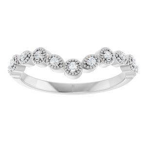14K White 1/10 CTW Natural Diamond Vintage-Inspired Contour Band