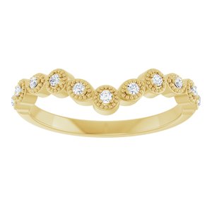 14K Yellow 1/10 CTW Natural Diamond Vintage-Inspired Contour Band