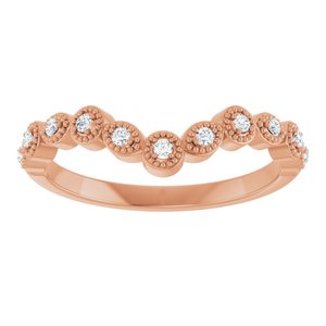 14K Rose 1/10 CTW Natural Diamond Vintage-Inspired Contour Band