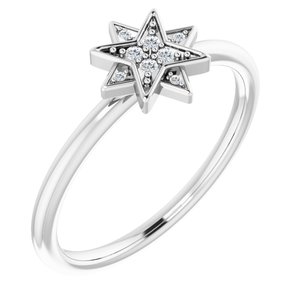 14K White Gold .04 CTW Natural Diamond Star Ring
