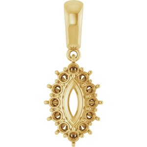 10K Yellow Gold 8x4 mm Marquise Pendant Mounting