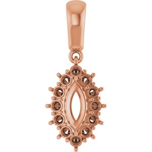 14K Rose Gold 8x4 mm Marquise Pendant Mounting