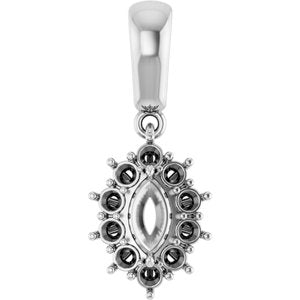 14K X1 White Gold 6x3.5 mm Marquise Pendant Mounting