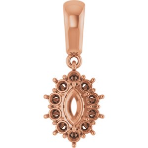 14K Rose Gold 6x3.5 mm Marquise Pendant Mounting